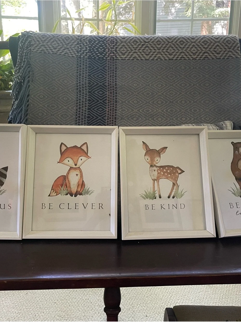 Be Clever / Be Kind Woodland Framed Prints in White